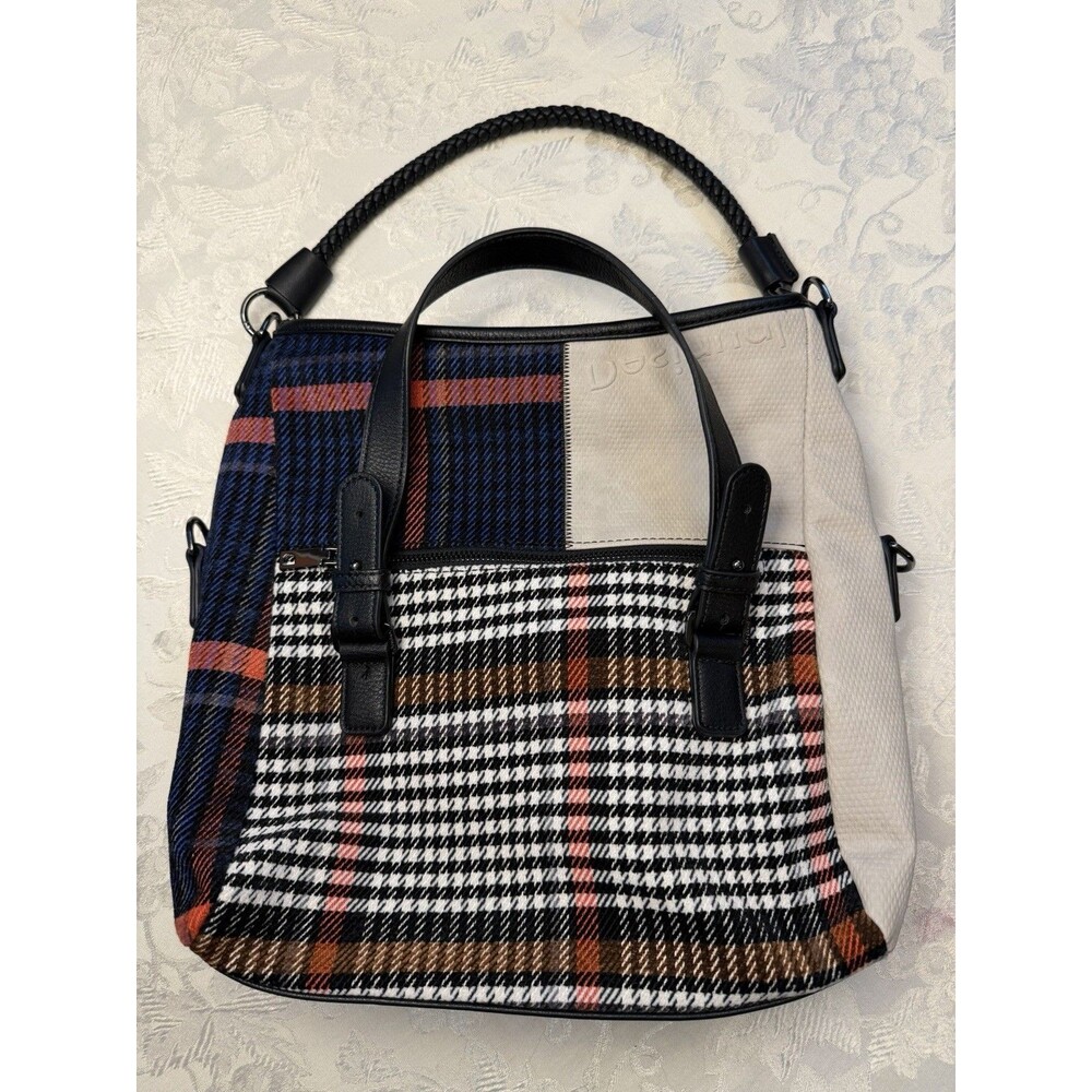 Large Dresigual Messenger shoulder bag/purse- Plaid, Tartan and Floral Print